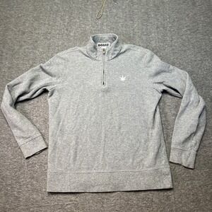 BOAST Mens Small Quarter Zip Pullover Heather Gray Casual Athletic Preppy